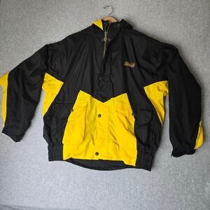 Vintage Coleman Full Zip Windbreaker Raincoat Jacket Black/Yellow - Size XL